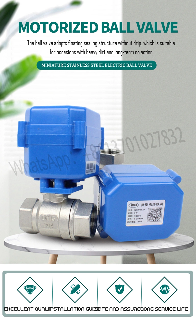 1/2inch DN15 220V Stainless Steel Mini Motorized Ball Valve for Water